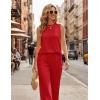 Ekouaer Women’s Two Piece Sets Summer Sleeveless Lounge Sets Matching Pants Airport Travel Outfits(Red)