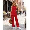 Ekouaer Women’s Two Piece Sets Summer Sleeveless Lounge Sets Matching Pants Airport Travel Outfits(Red)