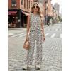 Ekouaer Women’s Two Piece Sets Summer Sleeveless Lounge Sets Matching Pants Airport Travel Outfits(White Leopard)