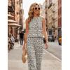 Ekouaer Women’s Two Piece Sets Summer Sleeveless Lounge Sets Matching Pants Airport Travel Outfits(White Leopard)