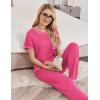 Ekouaer womens pajama sets Short Sleeve Pjs Lounge Set 2 Piece Sleepwear with Long Pants(Hot Pink)