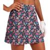 Ekouaer 16“ Golf Skorts for Woman with Inner Pockets Silicone Grippers Tennis Skirt Quick Dry Athletic Pickleball Skort(Black Colorful Print)