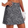 Ekouaer 16“ Golf Skorts for Woman with Inner Pockets Silicone Grippers Tennis Skirt Quick Dry Athletic Pickleball Skort(Black Leaf)