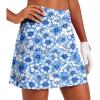 Ekouaer 16“ Golf Skorts for Woman with Inner Pockets Silicone Grippers Tennis Skirt Quick Dry Athletic Pickleball Skort(Blue White Floral)