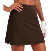 Ekouaer 16“ Golf Skorts for Woman with Inner Pockets Silicone Grippers Tennis Skirt Quick Dry Athletic Pickleball Skort(Brown)