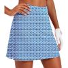 Ekouaer 16“ Golf Skorts for Woman with Inner Pockets Silicone Grippers Tennis Skirt Quick Dry Athletic Pickleball Skort(Navy Pattern)