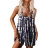 Ekouaer Rompers for Women Summer Casual Sleeveless Spaghetti Strap Shorts Overalls Jumpsuits Beach Outfits with Pockets(Black-tie Dye)