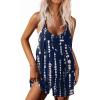 Ekouaer Rompers for Women Summer Casual Sleeveless Spaghetti Strap Shorts Overalls Jumpsuits Beach Outfits with Pockets(Blue-tie Dye)