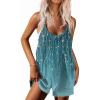 Ekouaer Rompers for Women Summer Casual Sleeveless Spaghetti Strap Shorts Overalls Jumpsuits Beach Outfits with Pockets(Blue-vine)