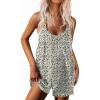 Ekouaer Rompers for Women Summer Casual Sleeveless Spaghetti Strap Shorts Overalls Jumpsuits Beach Outfits with Pockets(White Daisy-floral)