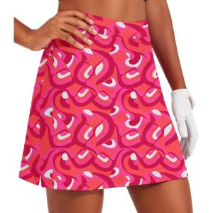 Ekouaer 16“ Golf Skorts for Woman with Inner Pockets Silicone Grippers Tennis Skirt Quick Dry Athletic Pickleball Skort(Art Wave)