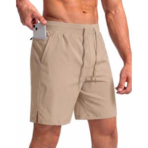 Ekouaer Men’s 7″ Swim Trunks Swimwear Zip Pockets Beach Board Shorts Bathing Suits with Mesh Lining(Khaki)