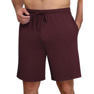 Ekouaer Mens Pajama Shorts Bamboo Viscose Breathable Soft Sleep Short Elastic Waist 2026 Lounge PJ Short with Pockets(Dark Red)