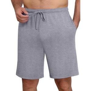 Ekouaer Mens Pajama Shorts Bamboo Viscose Breathable Soft Sleep Short Elastic Waist 2026 Lounge PJ Short with Pockets(Light Gray)