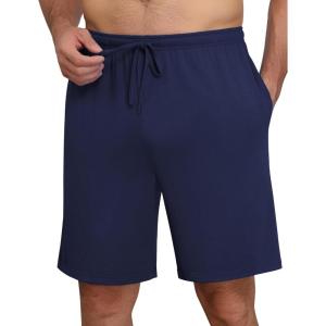 Ekouaer Mens Pajama Shorts Bamboo Viscose Breathable Soft Sleep Short Elastic Waist 2026 Lounge PJ Short with Pockets(Navy Blue)