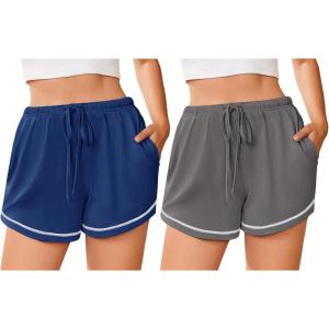Ekouaer Pajama Shorts for Women 2026 Soft Sleep Shorts Casual Lounge Bottoms Comfy Pj Bottoms with Pockets(Dark Grey and Navy)