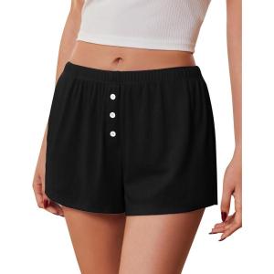 Ekouaer Womens Pajama Short Sleep Short 2026 Fashion Summer Y2k Casual Lounge Short Cute Micro Mini Pj Bottoms with Pockets(Black)