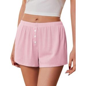 Ekouaer Womens Pajama Short Sleep Short 2026 Fashion Summer Y2k Casual Lounge Short Cute Micro Mini Pj Bottoms with Pockets(Pink)