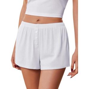 Ekouaer Womens Pajama Short Sleep Short 2026 Fashion Summer Y2k Casual Lounge Short Cute Micro Mini Pj Bottoms with Pockets(White)