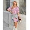 Ekouaer Cotton Nightgowns for Women Short Sleeve Sleep Shirts Crew Neck Night Dress Nightshirt with Pockets S-2XL(Pink Flower)