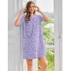 Ekouaer Cotton Nightgowns for Women Short Sleeve Sleep Shirts Crew Neck Night Dress Nightshirt with Pockets S-2XL(Purple)