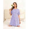 Ekouaer Cotton Nightgowns for Women Short Sleeve Sleep Shirts Crew Neck Night Dress Nightshirt with Pockets S-2XL(Purple)