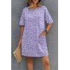 Ekouaer Cotton Nightgowns for Women Short Sleeve Sleep Shirts Crew Neck Night Dress Nightshirt with Pockets S-2XL(Purple)