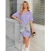 Ekouaer Cotton Nightgowns for Women Short Sleeve Sleep Shirts Crew Neck Night Dress Nightshirt with Pockets S-2XL(Purple)