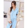 Ekouaer Women Pajama Set Short Sleeve Button Down Pjs Soft Comfy Sleepwear Nightwear with Jogger Pants(Blue Stripe Bow)