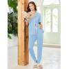 Ekouaer Women Pajama Set Short Sleeve Button Down Pjs Soft Comfy Sleepwear Nightwear with Jogger Pants(Light Blue)