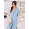 Ekouaer Women Pajama Set Short Sleeve Button Down Pjs Soft Comfy Sleepwear Nightwear with Jogger Pants(Light Blue)