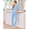 Ekouaer Women Pajama Set Short Sleeve Button Down Pjs Soft Comfy Sleepwear Nightwear with Jogger Pants(Light Blue)