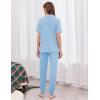 Ekouaer Women Pajama Set Short Sleeve Button Down Pjs Soft Comfy Sleepwear Nightwear with Jogger Pants(Light Blue)