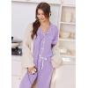 Ekouaer Women Pajama Set Short Sleeve Button Down Pjs Soft Comfy Sleepwear Nightwear with Jogger Pants(Light Purple)