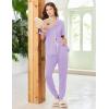 Ekouaer Women Pajama Set Short Sleeve Button Down Pjs Soft Comfy Sleepwear Nightwear with Jogger Pants(Light Purple)