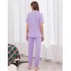 Ekouaer Women Pajama Set Short Sleeve Button Down Pjs Soft Comfy Sleepwear Nightwear with Jogger Pants(Light Purple)