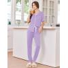 Ekouaer Women Pajama Set Short Sleeve Button Down Pjs Soft Comfy Sleepwear Nightwear with Jogger Pants(Light Purple)