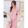 Ekouaer Women Pajama Set Short Sleeve Button Down Pjs Soft Comfy Sleepwear Nightwear with Jogger Pants(Pink Plaid)