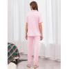 Ekouaer Women Pajama Set Short Sleeve Button Down Pjs Soft Comfy Sleepwear Nightwear with Jogger Pants(Pink Stripe Bow)