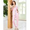 Ekouaer Women Pajama Set Short Sleeve Button Down Pjs Soft Comfy Sleepwear Nightwear with Jogger Pants(Pink Stripe Bow)
