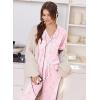 Ekouaer Women Pajama Set Short Sleeve Button Down Pjs Soft Comfy Sleepwear Nightwear with Jogger Pants(Pink Stripe Bow)