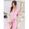 Ekouaer Women Pajama Set Short Sleeve Button Down Pjs Soft Comfy Sleepwear Nightwear with Jogger Pants(Pink Stripe Heart)