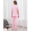 Ekouaer Women Pajama Set Short Sleeve Button Down Pjs Soft Comfy Sleepwear Nightwear with Jogger Pants(Pink Stripe Heart)