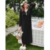 Ekouaer Women’s Long Sleeve Nightgown Full Length Sleepwear Long Sleepshirts Henley Sleep Dress(A-a-black)
