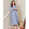 Ekouaer Women’s Long Sleeve Nightgown Full Length Sleepwear Long Sleepshirts Henley Sleep Dress(A_a_blue Florals)
