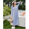 Ekouaer Women’s Long Sleeve Nightgown Full Length Sleepwear Long Sleepshirts Henley Sleep Dress(A_a_blue Florals)