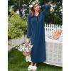 Ekouaer Women’s Long Sleeve Nightgown Full Length Sleepwear Long Sleepshirts Henley Sleep Dress(A-a-navy)