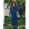 Ekouaer Women’s Long Sleeve Nightgown Full Length Sleepwear Long Sleepshirts Henley Sleep Dress(A-a-navy)