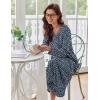 Ekouaer Women’s Long Sleeve Nightgown Full Length Sleepwear Long Sleepshirts Henley Sleep Dress(A_a_navy Flowers)