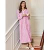 Ekouaer Women’s Long Sleeve Nightgown Full Length Sleepwear Long Sleepshirts Henley Sleep Dress(A_a_pink Florals)